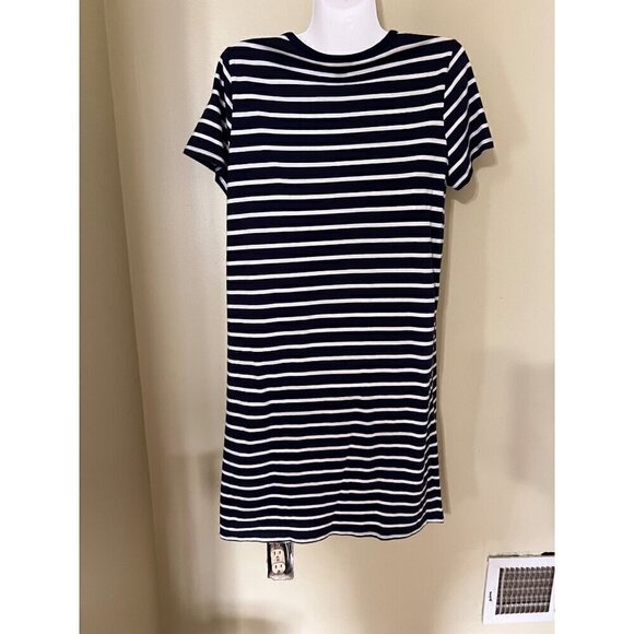 J. Crew Re Imagined Navy White T Shirt Dress Medium Vacation Substainable - Picture 3 of 11